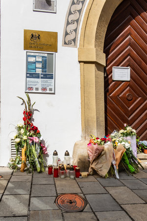 Mourning the Passing of Queen Elizabeth II at the British Embassy Bratislavaのeditorial素材