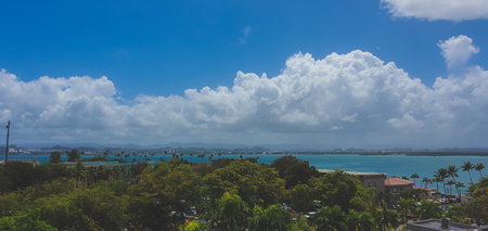 View of San Juan Harbor from Old San Juanの写真素材