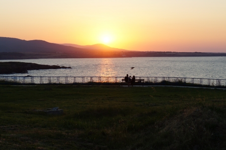 Family on the sunsetの写真素材