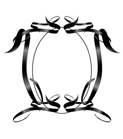 Black Ribbon frame Elementのイラスト素材
