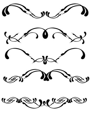 Black design elements isolated on whiteの写真素材