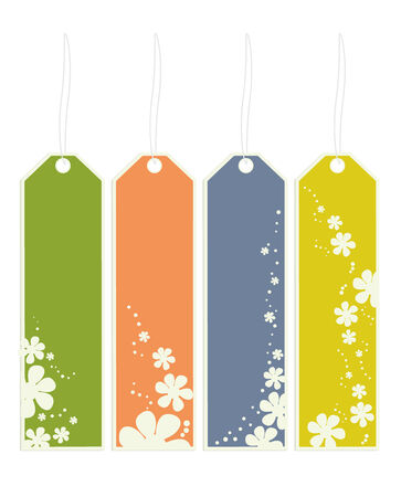 White flower bookmarks with strings on a white backgroundのイラスト素材