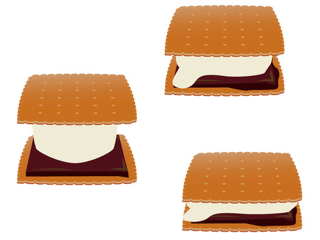 Smores in three stages of melting isolated on a white backgroundのイラスト素材