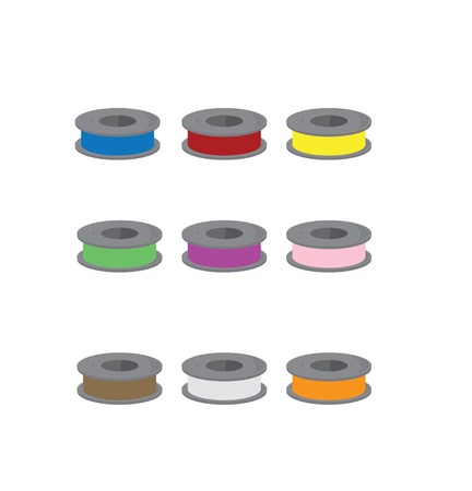 Bobbins with different colors of thread on a white backgroundのイラスト素材