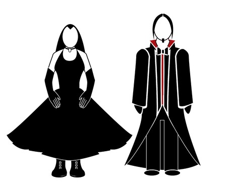 goth couple in cutout on a white backgroundのイラスト素材