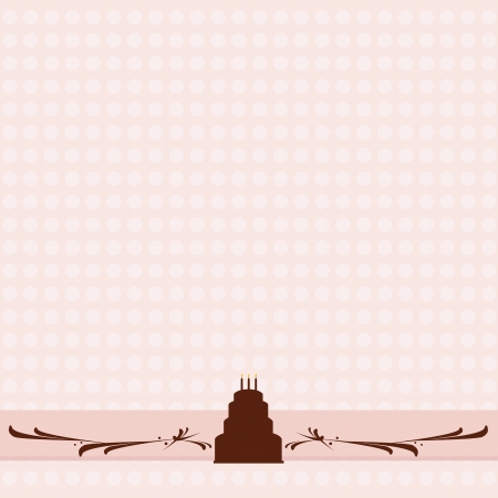 Dot background in pink with a four tier chocolate cake and decorationのイラスト素材