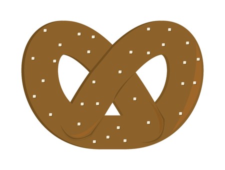 Brown pretzel with salt grains on a white backgroundのイラスト素材