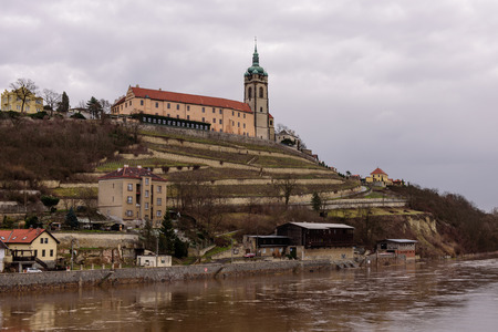 View of the castle Melnik and the river Elbe.のeditorial素材