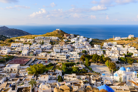 Ios island, Greece - MAY 29: Chora town in MAY 29, 2015, Ios island, Cyclades, Greece.のeditorial素材