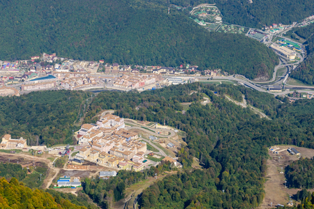 Aerial view of the resort of Krasnaya Polyana, Sochi, Russia.の写真素材