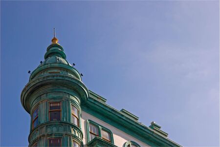 Historic apartment building at North Beach in San Francisco Californiaの写真素材