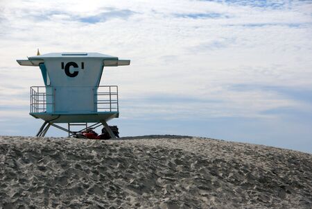 Lifeguard station on Southern California beach on Coronado beachの写真素材