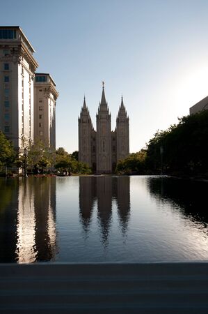 The Mormon Churches Temple Square in Salt Lake City, Utahの写真素材