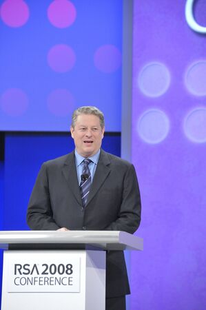 April 11th, 2008. San Francisco California. RSA Conference held at Moscone Center. The RSA conference is major conference for Information Security Professionals. Al Gore was speaking about Green Technologies.のeditorial素材