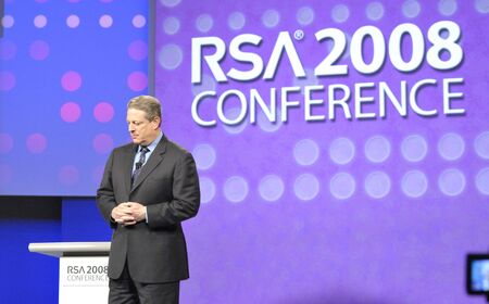 April 11th, 2008. San Francisco California. RSA Conference held at Moscone Center. The RSA conference is major conference for Information Security Professionals. Al Gore was speaking about Green Technologies.のeditorial素材