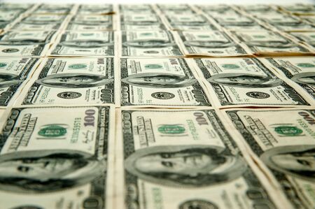 $100 bills in US currencyの写真素材