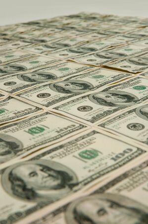$100 bills in US currencyの写真素材