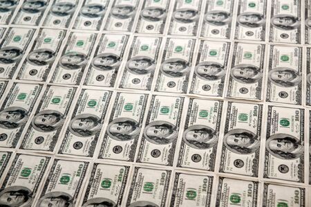 $100 bills in US currencyの写真素材