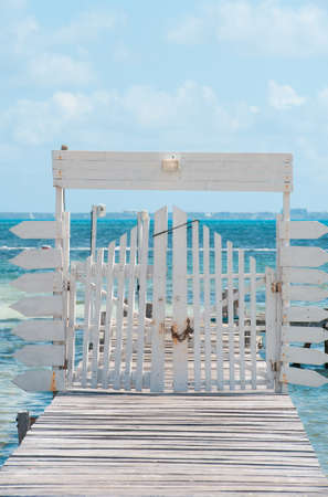 Dock with gate in Cancun Mexicoの写真素材