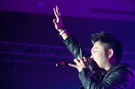 LINCOLN, CA - February 24: Nicky Lee with Aziatix performs at Thunder Valley Casino Resort in Lincoln, California on February 24, 2012のeditorial素材