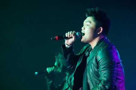 LINCOLN, CA - February 24: Nicky Lee with Aziatix performs at Thunder Valley Casino Resort in Lincoln, California on February 24, 2012のeditorial素材