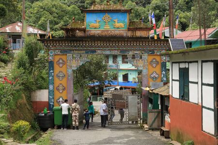 Sikkim, India - June 19,2019: People visiting Rumtek Monestary heavily guarded, at Sikkim, India.のeditorial素材