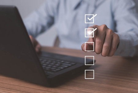 Businessman tick correct mark to approve document iso checklist icon.checkmark quality management...
