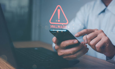 Malware concept with person using smartphone and computer, hack password and personal data. cybercriminals, hackers, Viruses, Worms, Trojans, Ransomware, Spyware, Adware, Botnetsの写真素材
