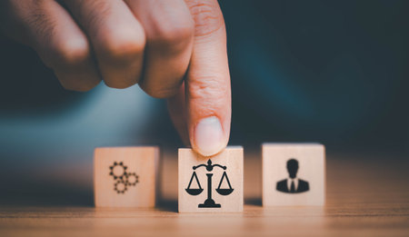 AI Law or AI ethics business concept. Artificial intelligence developing codes. Compliance, Business policy target in digital transformation and responsibility for guarding against unintended bias.の写真素材