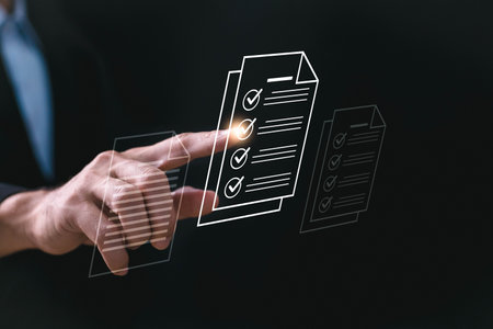 Document management and smart checklist concept,. Smart electronic documents and technology without paper concept.の写真素材
