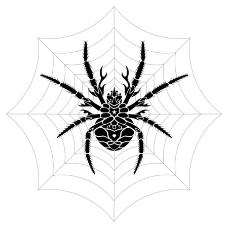 Stylized Spider vector illustration. Saved in EPS 8 file format fully editable with separated elements. High res jpg included 4000x4000.のイラスト素材