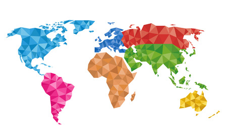 Multicolored geometric world map vector Illustration.のイラスト素材