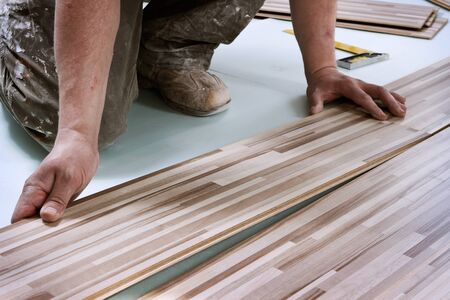 Home improvement, floor installationの写真素材