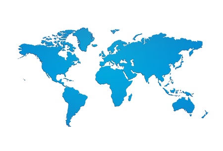 Blue world map silhouetteの写真素材