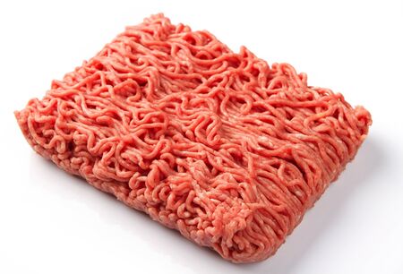 Close up of fresh raw minced beef meatの写真素材
