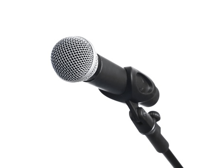 Microphone on stand, isolated on white backgroundの写真素材