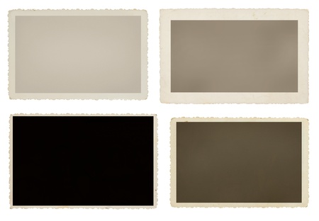 Set of four blank vintage photos with clipping pathsの写真素材