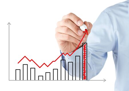 Businessman drawing stock chartの写真素材