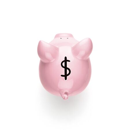 Piggy bank with dollar sign shaped holeの写真素材