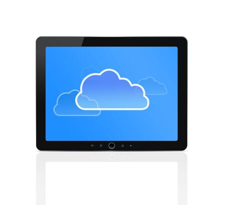 Cloud symbol at digital tabletの写真素材