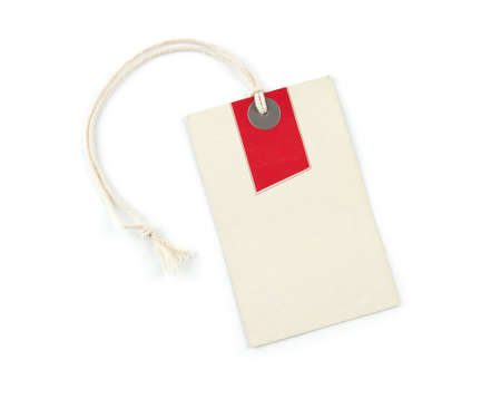 Blank vintage price tag isolated on white background with copy spaceの写真素材