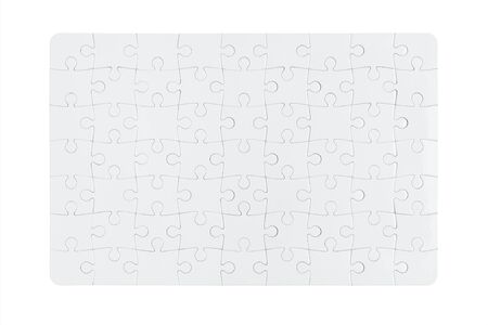 Blank jigsaw puzzle isolated on white backgroundの写真素材