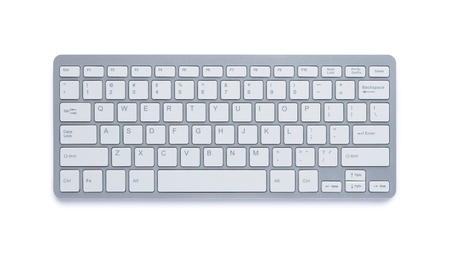 Modern aluminum computer keyboard isolated on white background with clipping path