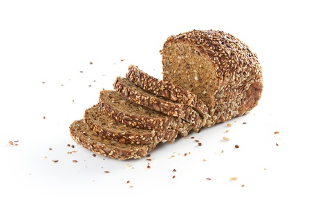 Fresh organic homemade bread isolated on white background 