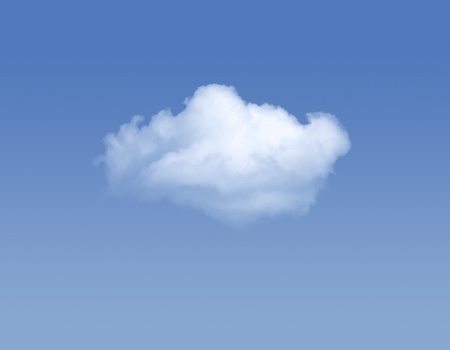 Single cloud at the blue sky with copy spaceの写真素材