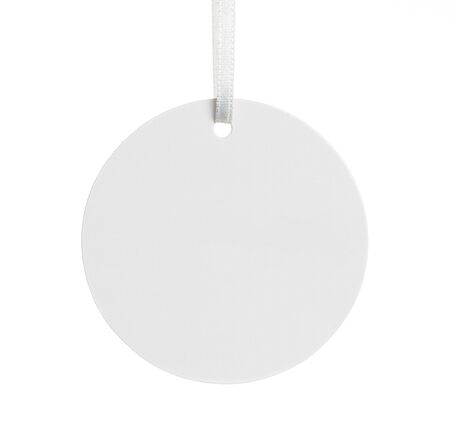 Blank paper price tag isolated on white background with copy spaceの写真素材