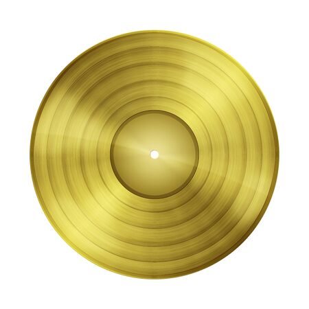 Blank gold record isolated on white background with copy space and clipping pathの写真素材