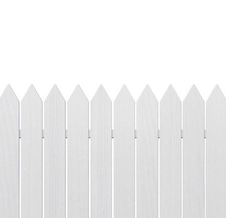 Wooden fence isolated on white background with copy spaceの写真素材