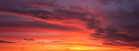 Panoramic view of colorful sunsetの写真素材