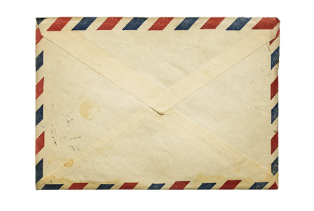 Old, vintage envelope isolated on white background with copy spaceの写真素材